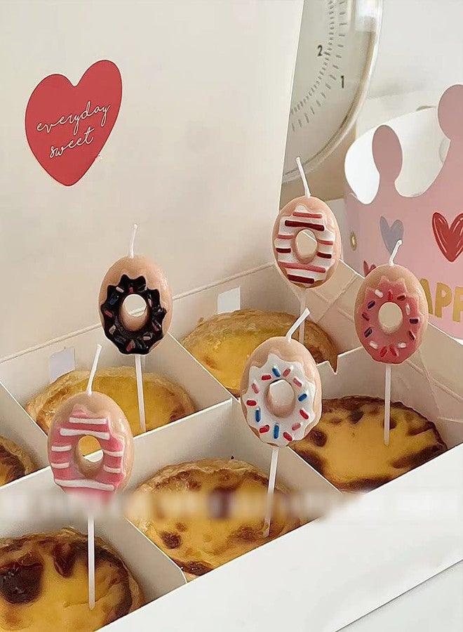 Aprildecember 5 Pcs Mini Cute Food Shaped Candles, Donut Shaped Birthday Cake Cupcake Decorations - Image 5